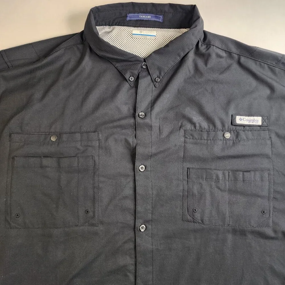 Columbia PFG Bahama Shirt Mens 5XT Tall Black Short Sleeve Vented Omni Shade - Picture 6 of 14